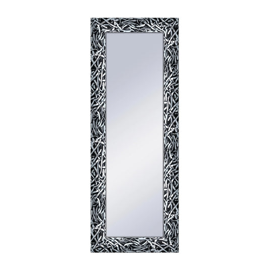 Espejo de Cuerpo Entero con Marco Abstracto Negro y Plateado