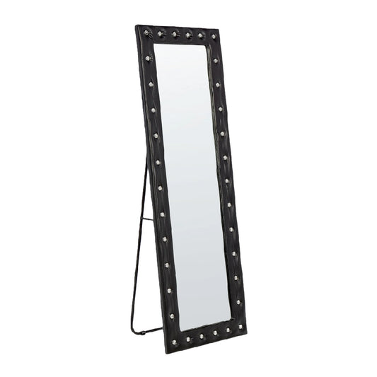 Espejo de Pie con Marco Negro y Piedras de Cristal